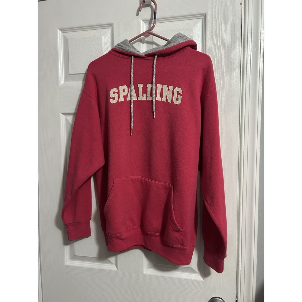 VTG 90s The Cotton Exchange Spalding Hoodie Medium Pink Grey Made In USA Y2K